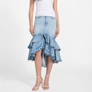 Eco Marina Denim High-Low Skirt - Color Blue